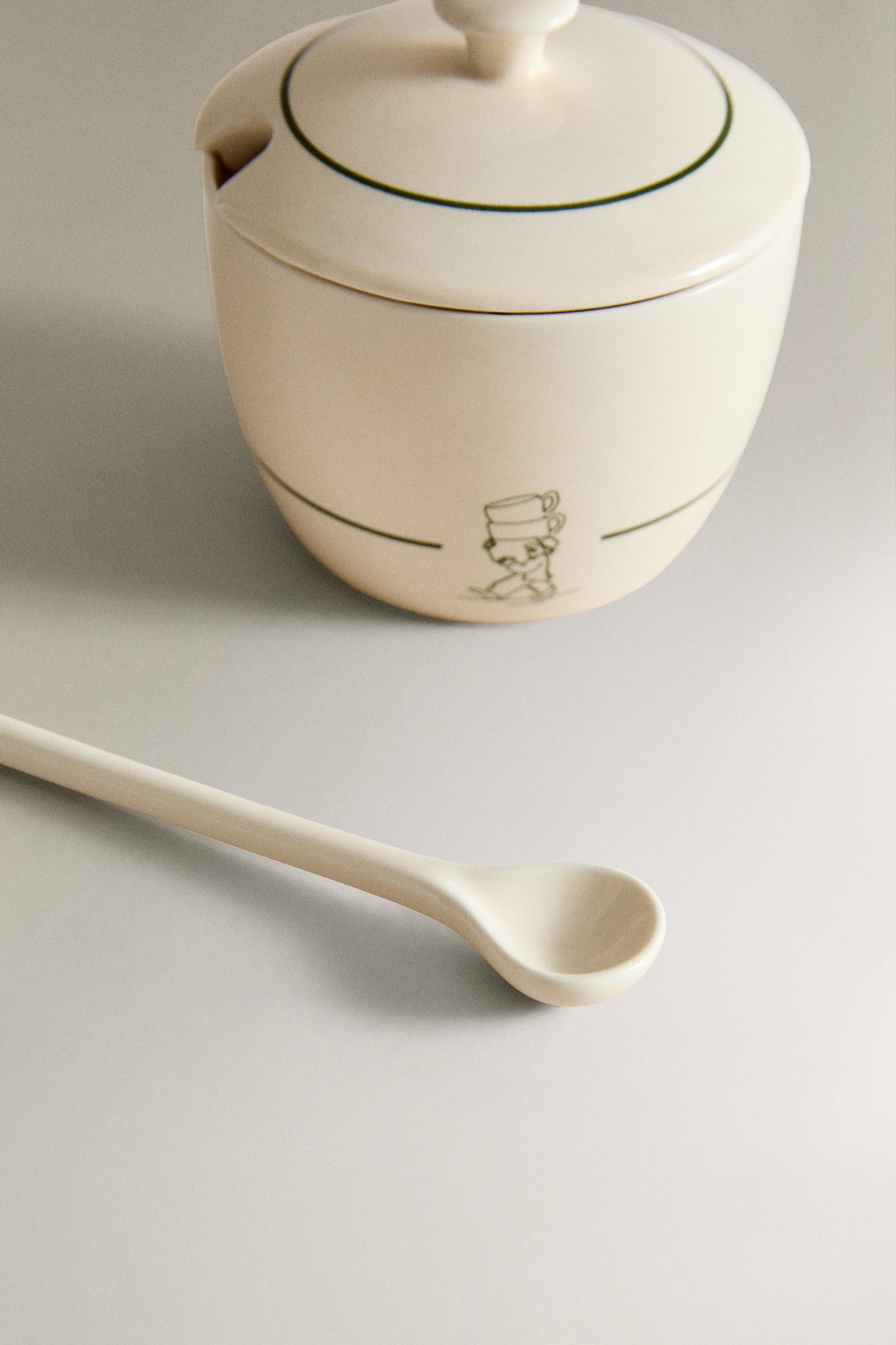 STONEWARE COFFEE SHOP SUGAR BOWL